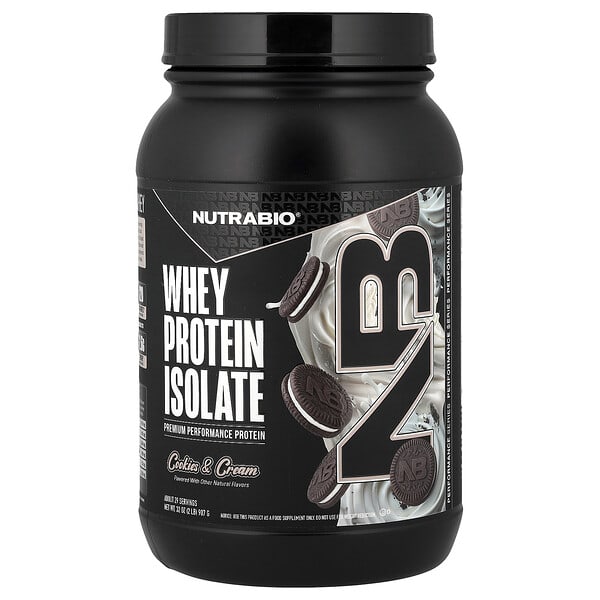 NutraBio, 분리유청단백질, 쿠키 & 크림, 907g(2lb)