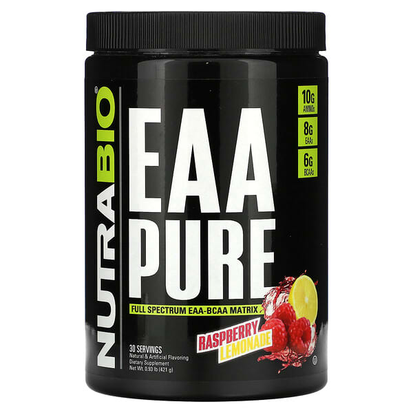 NutraBio, EAA Pure，樹莓檸檬水，0.93 磅（421 克）