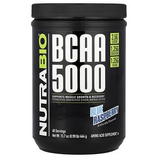 NutraBio, BCAA 5000, Blå Hindbær, 444 g