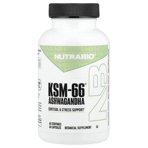 NutraBio KSM-66®, Ashwagandha, 60 Capsules (600 mg per Capsule)
