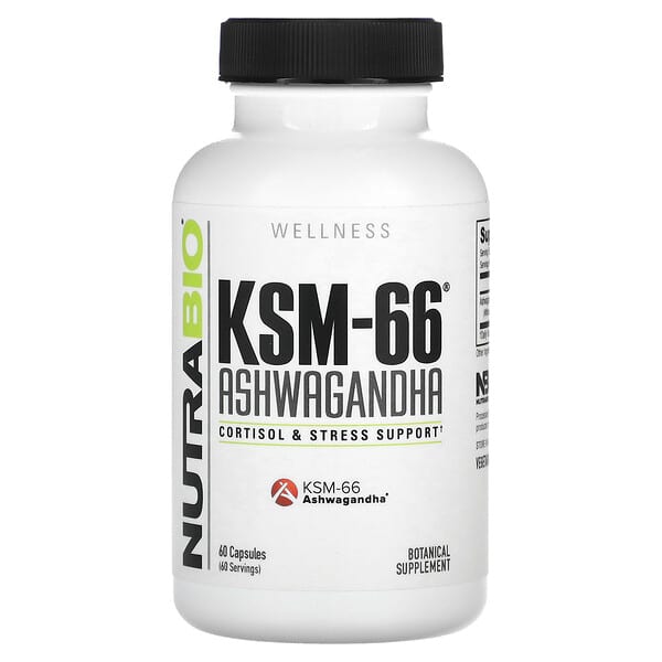 NutraBio, KSM-66, Ashwagandha, 600 mg, 60 Capsules