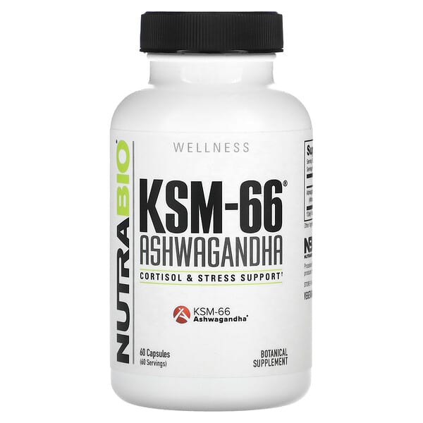 NutraBio, KSM-66, Ashwagandha`` 60 cápsulas