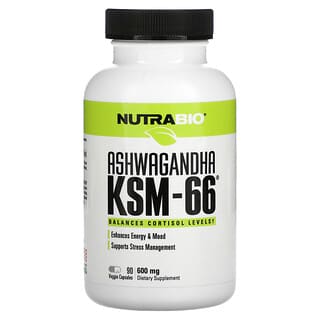 NutraBio, Ashwagandha KSM-66, 600 mg, 90 Veggie Capsules