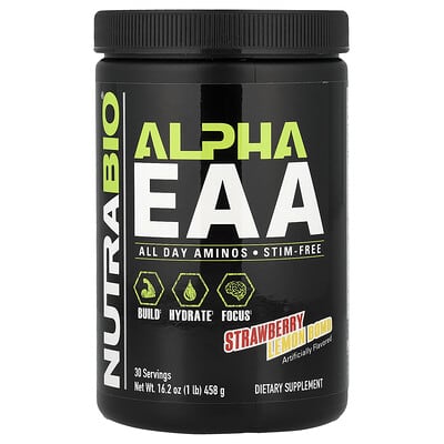 NutraBio, Alpha Essential Amino Acids, Strawberry Lemon Bomb, 1 lb (458 g)