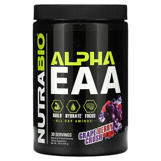 NutraBio, Alpha EAA, Suplemento de aminoácidos esenciales, Explosión de uva y bayas, 444 g (0,98 lb)