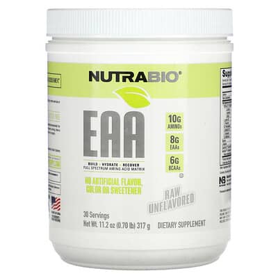 NutraBio, Essential Amino Acids, Raw, Unflavored, 0.70 lb (317 g)