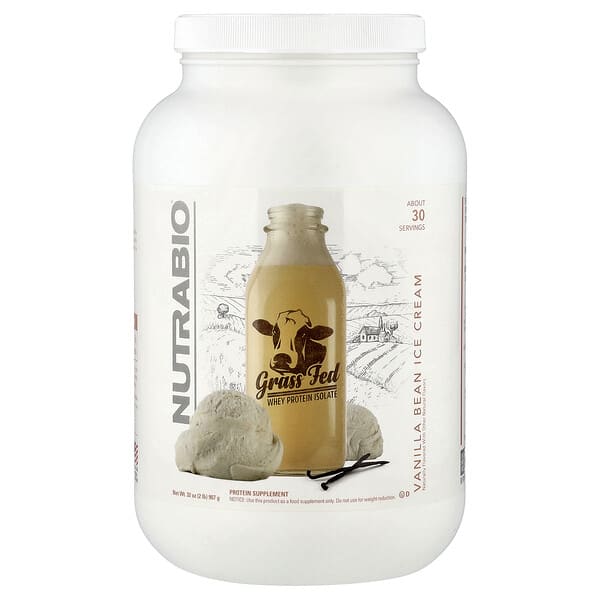 Grass Fed Whey Protein Isolate, Vanilla Bean Ice Cream, 2 lb (907 g)