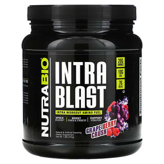 NutraBio, Intra Blast，Intra 氨基酸運動飲品，葡萄漿果碎，1.6 磅（722 克）