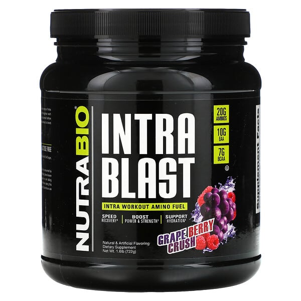 NutraBio Labs, イントラブラスト、イントラワークアウト アミノフューエル、グレープベリークラッシュ、722g（1.6ポンド）