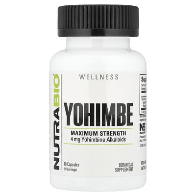 NutraBio, Yohimbe, 90 Capsules (100 mg per Capsule)