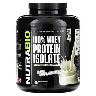 NutraBio, 100% Whey Protein Isolate, 100% Molkenproteinisolat, roh und geschmacksneutral, 2.268 g (5 lb.)
