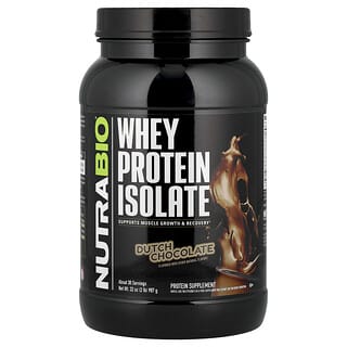 NutraBio, Whey Protein Isolate, Dutch Chocolate, 2 lb (907 g)