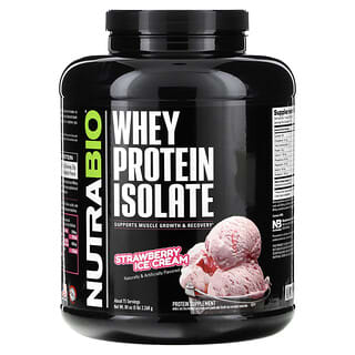 NutraBio, Whey Protein Isolate, Molkenproteinisolat, Erdbeereis, 2.268 g (5 lb.)