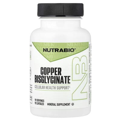 NutraBio, Copper Bisglycinate, 90 Capsules (3 mg per Capsule)