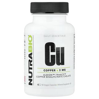 NutraBio, Copper, 3 mg, 90 Veg Capsules