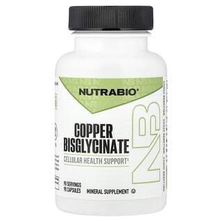 NutraBio, ビスグリシン酸銅キレート、3mg、ベジカプセル90粒