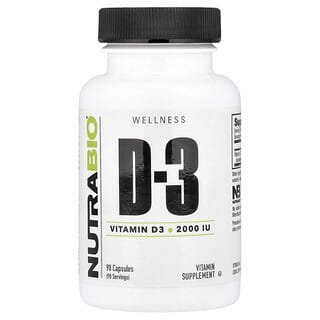 NutraBio, Vitamine D-3, 2000 UI, 90 capsules