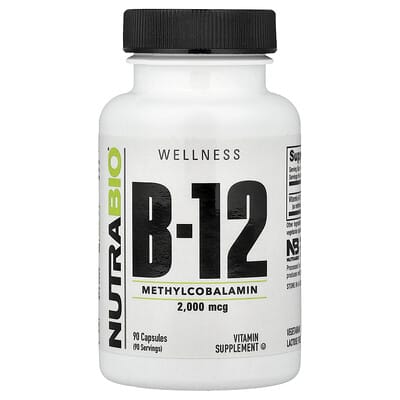 NutraBio, Vitamin B-12, 2000 mcg, 90 Capsules