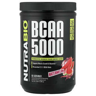 NutraBio, BCAA 5000, vesimeloni, 380 g