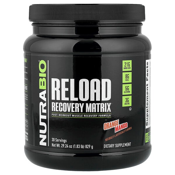 NutraBio, Reload Recovery Matrix, Orange Mango, 1.83 lb (829 g) — product photo 1