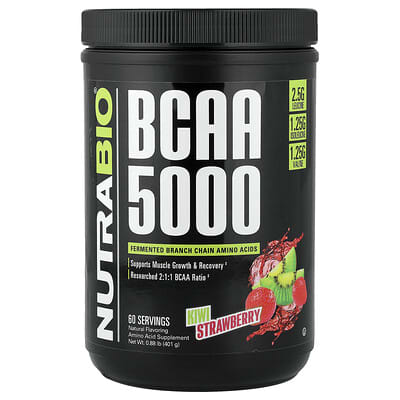 NutraBio, BCAA 5000, Kiwi Strawberry Flavor, 0.88 lb (401 g)
