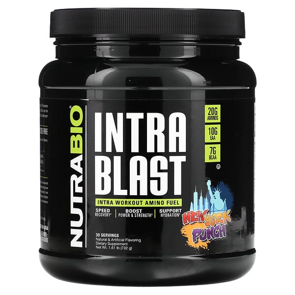 NutraBio Labs, イントラブラスト、イントラ ワークアウト マッスルフュエル、ニューヨークパンチ、732g（1.61ポンド）