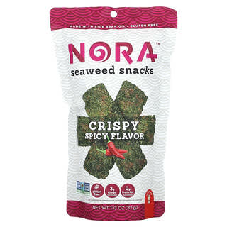 Nora Snacks, Снеки из морских водорослей, хрустящие, пряные, 32 г (1,13 унции)