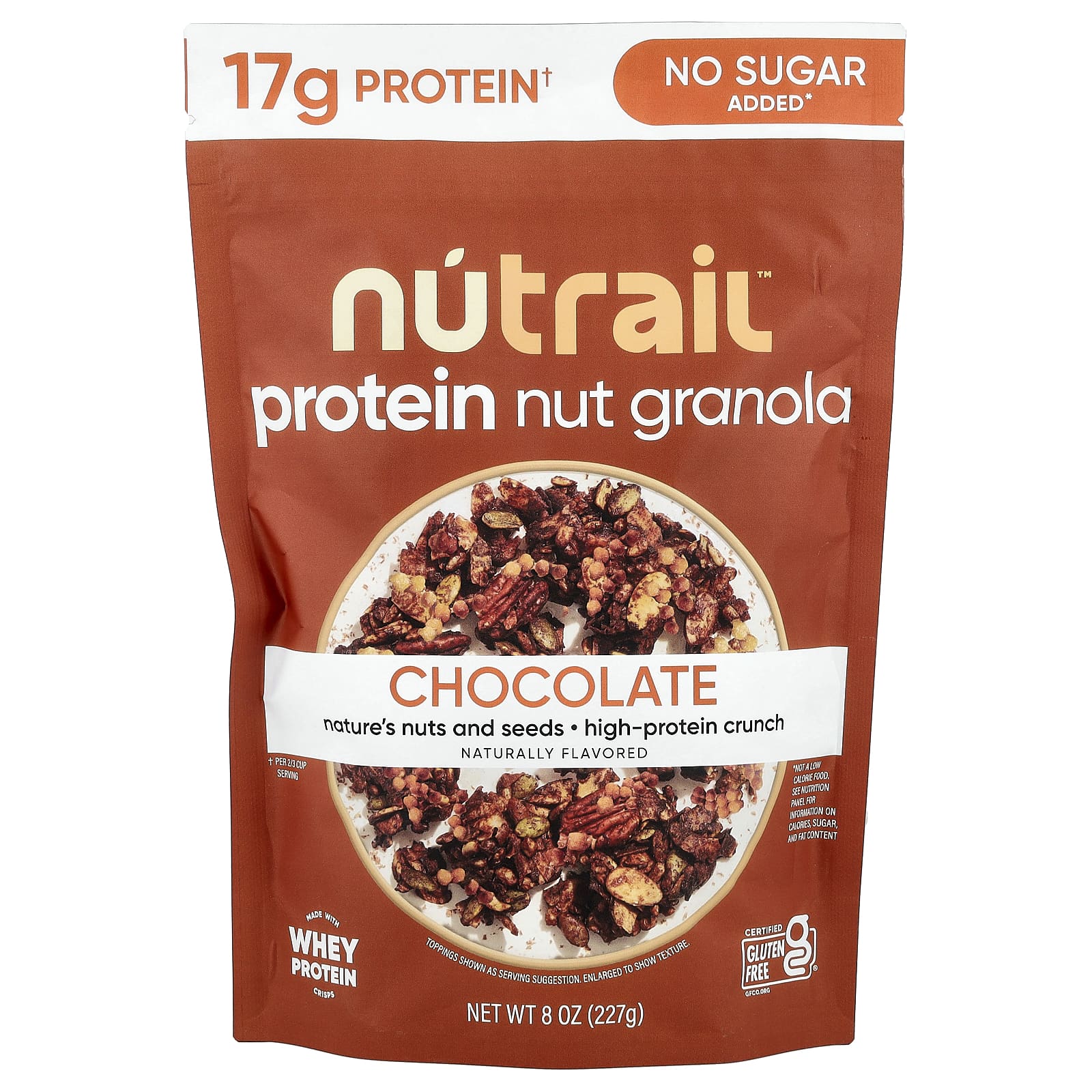 NuTrail, протеиновая гранола с орехами, шоколад, 227 г (8 унций)