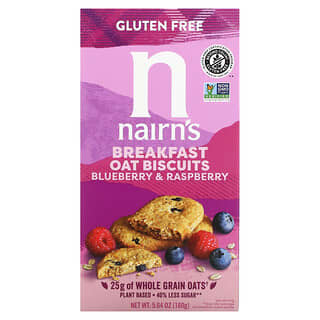 Nairn's, Овсяное печенье для завтрака, черника и малина, 160 г (5,64 унции)
