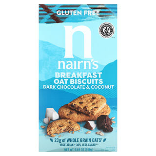 Nairn's Inc, Овсяное печенье для завтрака, темный шоколад и кокос, 160 г (5,64 унции)