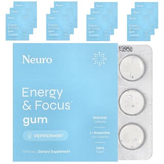 NeuroGum, Energy & Focus, перцева м’ята, 12 шт. в упаковці по 9 шт