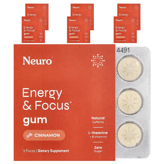 NeuroGum, Energia ja keskittyminen, kaneli, 6 pakkausta, 9 palaa/pakkaus