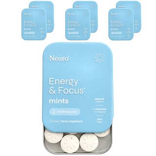 نيوروغام‏, NeuroMint ، الطاقة والتركيز ، النعناع الفلفلي ، 6 أكياس ، 12 قطعة لكل كيس
