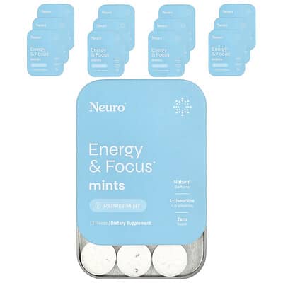 NeuroGum, NeuroMints, Energy & Focus, Mint, 12 Pack, 12 Tablets Each