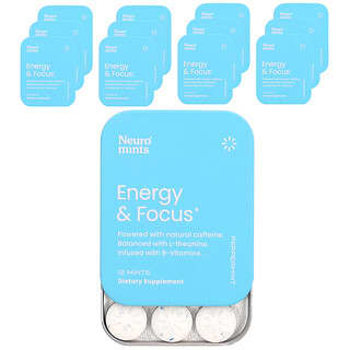NeuroGum, NeuroMints, Energy & Focus, Peppermint, 12 Packs, 12 Pieces Each