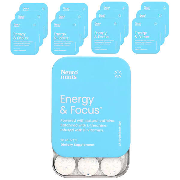 NeuroGum, 에너지 & 집중력 민트, 페퍼민트, 12팩, 각 12개