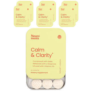 NeuroGum, NeuroMints, спокойствие и ясность, с медом и лимоном, 6 пакетиков по 12 шт.