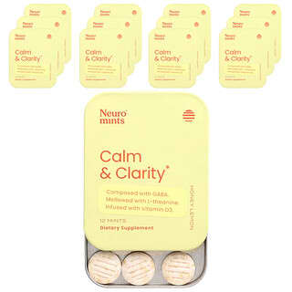 NeuroGum, NeuroMints, спокойствие и ясность, с медом и лимоном, 12 пакетиков по 12 шт.
