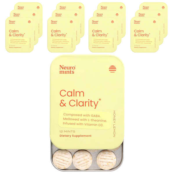 NeuroMints, Calm & Clarity, Honey Lemon, 12 Packs, 12 Pieces Each