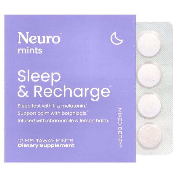 NeuroMints, Sleep & Recharge, Mixed Berry, 6 Packs, 12 Meltaway Mints Each