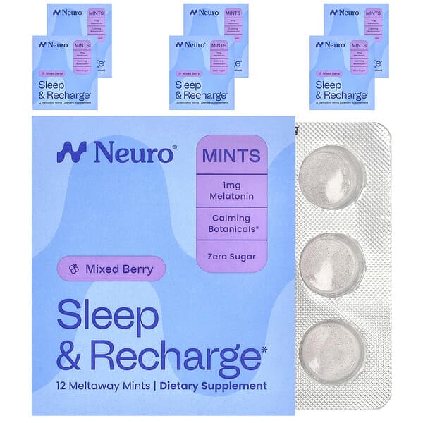 NeuroGum, Neuro®Mints, Sleep & Recharge, Mixed Berry, 6 Packs, 12 Pieces Each — product photo 1
