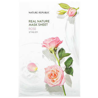 Nature Republic, Folha de Máscara da Real Nature Beauty, Rosa, 1 Folha, 23 ml (0,77 fl oz)