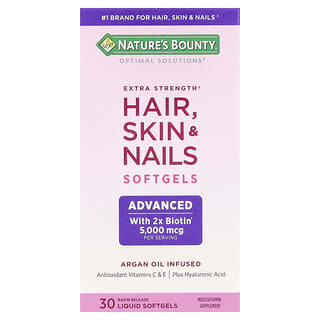 Nature's Bounty, Optimal Solutions®, Pour cheveux, peau et ongles, Extrapuissant, 30 capsules à enveloppe molle liquides à libération rapide