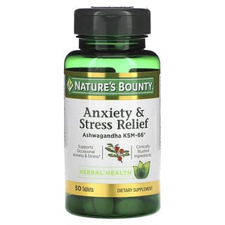 Nature's Bounty, Alivio de la ansiedad y el estrés, Ginseng indio, Ashwagandha KSM-66, 50 comprimidos