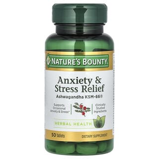 Nature's Bounty, Alivio de la ansiedad y el estrés, Ginseng indio, Ashwagandha KSM-66, 50 comprimidos