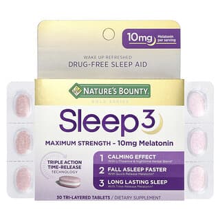 Nature's Bounty, Sleep 3, massima potenza, aiuto per dormire senza farmaci, 30 compresse a tre strati