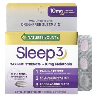 Nature's Bounty, Sleep 3, Maximum Strength, Drug-Free Sleep Aid, 60 Tri-Layered Tablets