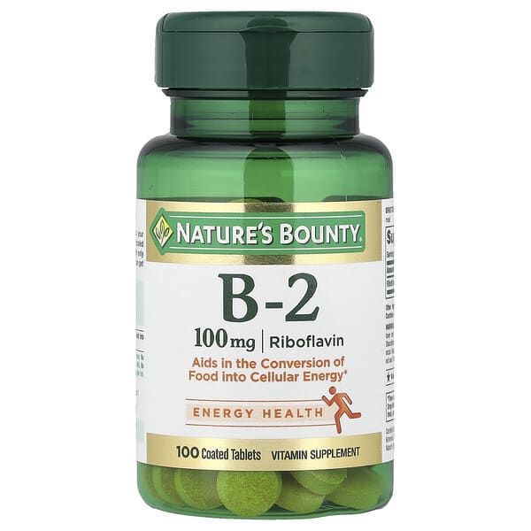 Nature's Bounty, 비타민 B-2, 100 mg, 100 장용정