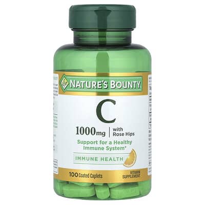 Nature's Bounty, Vitamin C Supplement with Rose Hips, 1000 mg, 100 Caplets