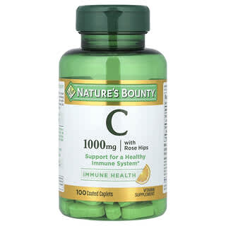 Nature's Bounty, Vitamina C con rosa mosqueta, 1000 mg, 100 comprimidos oblongos recubiertos